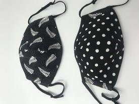 Ferns with White Polka Dots on Black on Reverse - Reversible Limited Edition Face Mask
